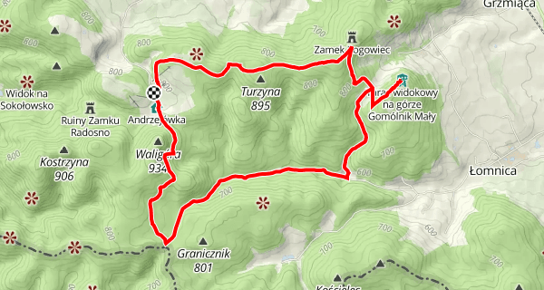 Szlak z skrzyżowania przy Schronisku Andrzejówka na Jeleniec