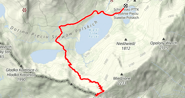 Szlak ze Schroniska PTTK w Dolinie Pięciu Stawów Polskich na Szpiglasowy Wierch