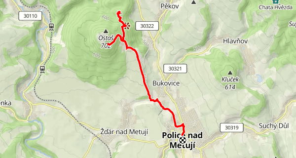Szlak z Polic nad Metují na Kočičí hrad