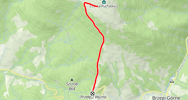 Szlak z Przełęczy Wyżniej do Schroniska PTTK Chatka Puchatka